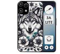 Coque noire Taperso pour Nothing phone 3A LITE avec motif loup et fleur