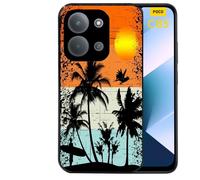 Coque noire Taperso pour POCO C85 avec motif hawai sun