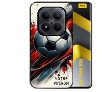 Coque noire Taperso pour POCO M8 PRO 5G avec motif ballon foot avec prenom