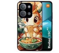 Coque noire Taperso pour REDMI 15C 4G et 5G avec motif dragon ramen 3