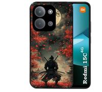 Coque noire Taperso pour REDMI 15C 4G et 5G avec motif samourai et katana
