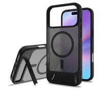 Coque noire translucide pour 17 | Support magnétique puissant et sans couture, convient pour MagSafe, protection contre les chutes de qualité militaire, béquille intégrée robuste et réglable, finition