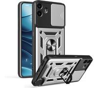 Coque Nothing Cmf Phone 1 ¿ Étui Tpu+Pc Anti-Chute Avec Cache Objectif Coulissant, Anneau Rotatif 360°, Compatible Support Magnétique Voiture, Attache Dragonne, Argent
