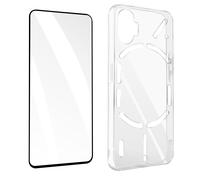 Coque pour Nothing Phone 1 Silicone Souple et Film Verre Trempé 9H transparent contour noir