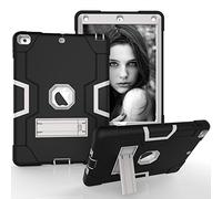 Coque Nouvel iPad 9,7 Pouces 2018/2017, Housse de Protection Robuste Trois Couche de Silicium et Plastique Antichoc Étui Coque pour Apple Nouvel iPad 9,7 2018/2017 - Gris Noir