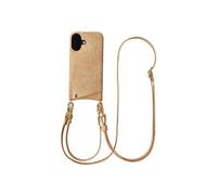 Selencia Coque de télephone Nova Croco avec cordon et porte-cartes pour Apple iPhone 16 - Toasted Almond