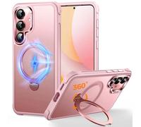Coque O3 Mag-Stand pour Samsung Galaxy S24/S25 avec Béquille 360°,[Compatible avec Mag-Safe][Toucher Peau Exceptionnel] Coque Fine Magnétique Mate Translucide 6,2",Rose Mat