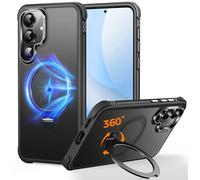 Coque O3 Mag-Stand pour Samsung Galaxy S24/S25 avec Béquille 360°,[Compatible avec Mag-Safe][Toucher Peau Exceptionnel] Coque Fine Magnétique Mate Translucide 6,2",Noirz Mat