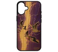 Coque Oiseaux Mouettes Pour Iphone 16+ Plus Bois Veritable Silicone Nature Animal Frêne Design Smartphone Pas Cher Orage Noir Apple