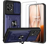 Coque Oneplus 13r 5g Anti¿Choc Pc+Tpu Avec Protection Caméra Coulissante, 2 Verres Trempés, Anneau Magnétique 360°, Emplacement Carte ¿ Bleu