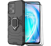 Coque Oneplus Nord Ce 2 Lite 5g ¿ Hybride Tpu+Pc Renforcée (Mil¿Std 810g) Avec Anneau Rotatif 360° Compatible Support Voiture Magnétique + 2 Verres Trempés Noir