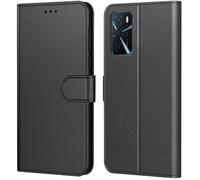 Coque Oppo A16 / A16s Noir ,Aurstore Housse avec languette Etui Pochette En Cuir PU Multifonction,Protection En 360