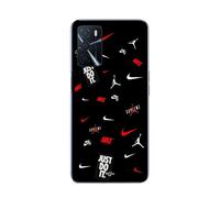 Coque Oppo A16s Nike Jordan Blanc Rouge Fond Noir