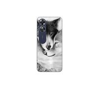 Coque Oppo A17 Le Loup Et La Louve Animal Noir Et Blonc