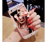 Coque OPPO A5 2020 / OPPO A9 2020,OPPO A5 2020 Coque Paillette Glitter Cristall Diamant Brillant Ours Miroir Mirror TPU Silicone Souple Housse Etui Couverture avec Ours Anneau Support,Bear TPU Rose