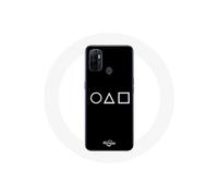 Coque Oppo A53 Squid Game logo symboles cercle carre triangle Fond Noir