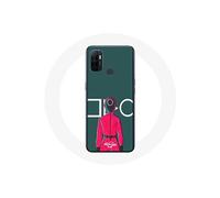 Coque Oppo A53 Squid Game Soldat Rouge avec Masque Cercle Fond Vert