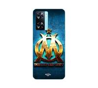 Coque Oppo A57s 4g Om Dorée Brilant Droit Au But Fond Bleu