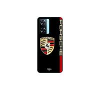 Coque Oppo A57s 4G PORSCHE logo rouge et dorée fond noir