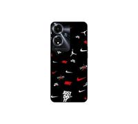 Coque Oppo A59 5G NIKE JORDAN BLANC ROUGE fond noir