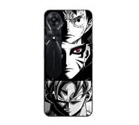 Coque Oppo A78 5G Sangoku Naruto Luffy one piece Dragon Ball Z fond noir et blanc, anime manga