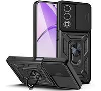 Coque Oppo A80 5g - Armure Renforcée Tpu+Pc, Protection Caméra Coulissante, Anneau Support 360° Rotatif, Bumper Anti¿Choc Et Dissipation Thermique - Noir