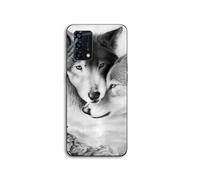 Coque pour téléphone - MANIACASE - Oppo A95 - Silicone TPU - Motif Le loup et la louve - Noir et blanc