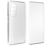 Coque Oppo Find X3 Neo Souple et Film Verre Trempé 9H - transparent / noir