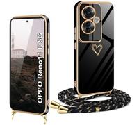 Coque OPPO Reno11 F 5G Avec Cordon Antichoc - Étui Silicone Motif Cœur d'Amour Mignon - Housse Téléphone Portable Avec Lanyard Réglable et Collier