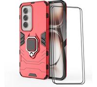 Coque Oppo Reno12 5g Rouge - Hybride Tpu/Pc Renforcée (Mil¿Std), Anneau Rotatif 360° Magnétique Compatible Support Voiture + 2 Verres Trempés