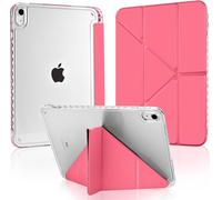 Coque Origami Pour Ipad 10e Génération 10,9 Pouces 2022 Et Ipad 11 (A16) 2025 Avec Porte-Stylo Intégré,5 Positions Réglables,Étui Housse Acrylique Transparent Mince Antichoc,Rouge