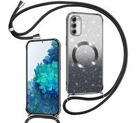 Coque Pailletée Magnétique Amovible Pour Samsung Galaxy S20 Fe ¿ Tpu Souple Antichoc Résistant Aux Rayures, Anneau Compatible Magsafe Et Cordon Tour De Cou Détachable, Noir