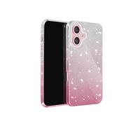 Coque Paillette pour iPhone 16 Hybride Design Glamour Blanc / Rose