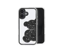 Avizar Coque Paillette pour iPhone 16 Plus Motif Ourson avec Strass Noir