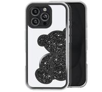 Coque Paillette pour iPhone 16 Pro Max Motif Ourson avec Strass Noir