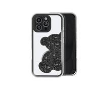 Avizar Coque Paillette pour iPhone 16 Pro Max Motif Ourson avec Strass Noir