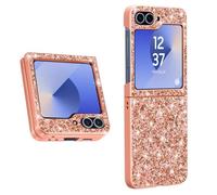 Coque Paillette pour Samsung Z Flip 6 Dos Rigide Contour Souple Rose Champagne