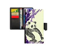 Coque panda iPhone XR en simili cuir rabat noir original paix dessin ethnique animal tribal peinture Violet 4G azteque couleur