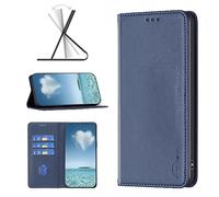 COQUE Para Motorola Moto G34 5G Phone Case Premium Cuir Dark Magnetic 3 Card Slots Wallet, Motorola Moto G34 5G protegido-Bleu