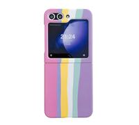 Coque PC intégral pour Galaxy Z Flip 5 Étui Ultra-Mince Coque Etui 360°Protection Housse Full Couverture 2 en 1 Hybride Mince PC Housse Étui Bumper pour Samsung Galaxy Z Flip 5,Purple Pink Rainbow