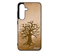 Coque Peinture Arbre Pour Samsung Galaxy S25 Silicone Zen Ecologie Tpu Noir De Vie Artistique Motif Naturel Ecolo Marron Made In France