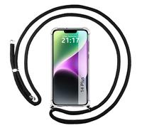 Coque Pendentif Transparent Compatible Avec IPHONE 14 Plus (6.7) Cordon Noir