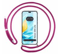Coque Pendentif Transparent pour Huawei Honor 200 Lite 5G Avec Fils Rose Fuchsia