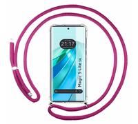 Coque Pendentif Transparent pour Huawei Honor Magic 5 Lite 5G Avec Corde Rose Fu