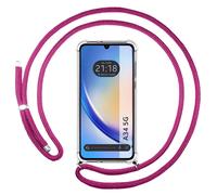 Coque Pendentif Transparent pour Samsung Galaxy A34 5G Avec Cordon Rose Fuchsia