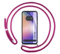 Coque Pendentif Transparent pour Samsung Galaxy A54 5G Avec Cordon Rose Fuchsia