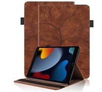 Coque per iPad 10,2 Pouce 9ème Génération 2021/iPad 8ème Gén 2020/iPad 7ème Gén 2019 Étui Cuir PU Housse de Protection Flip Portefeuille Cover Case avec Fonction Support, Marron