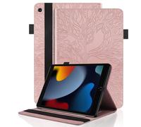 Coque per iPad 10,2 Pouce 9ème Génération 2021/iPad 8ème Gén 2020/iPad 7ème Gén 2019 Étui Cuir PU Housse de Protection Flip Portefeuille Cover Case avec Fonction Support, Or Rose