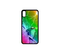 Coque perroquet pour iPhone XR silicone caoutchouc housse design telephone perruche alu 4G jaune antichoc animal multicolore