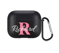 Coque Personnalisée 2 côtés pour Apple AirPods 4, Personnalisable Votre Propre Étui avec Votre nom et Votre Photo (Noir)